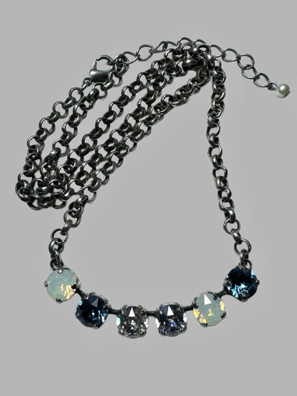 Sabika LIKE Crystal Necklace + Bracelet Set Blue Gray Opal Rhinestone - Picture 3 of 5